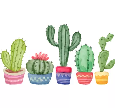 Sticker fleurs et plantes assortiment de cactus - TenStickers