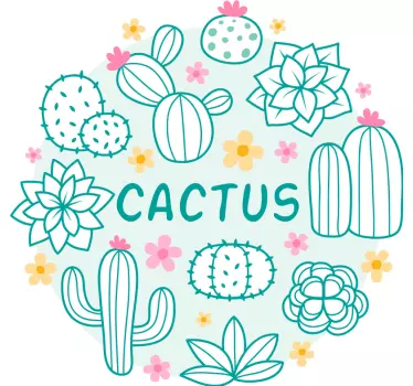 Sticker fleurs et plantes Éléments floraux cactus - TenStickers