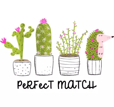 Sticker Mural Fleur Match parfait cactus - TenStickers