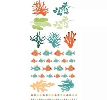 Stickers poissons paysage aquatique vibrant - TenStickers