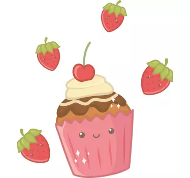 Autocollant Alimentation Cupcakes et fraises - TenStickers