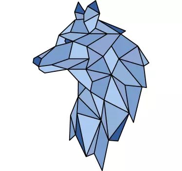 Sticker Animal Sauvage Loup géométrique nordique bleu - TenStickers