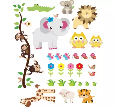 Stickers animaux jungle chambre enfant - TenStickers