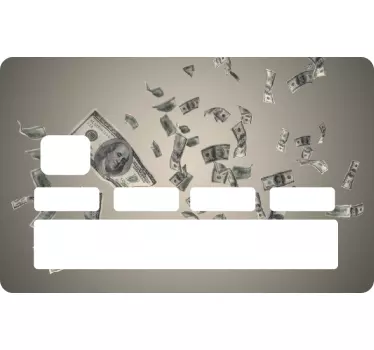 Sticker carte bancaire pluie de dollars - TenStickers