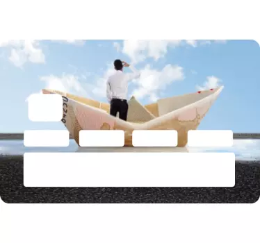 Sticker carte bancaire aventure en bateau en papier - TenStickers