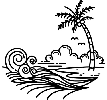 Sticker mural nature scène de littoral tropical - TenStickers