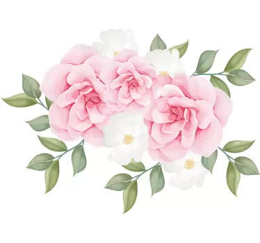 Sticker fleur arrangement de roses roses - TenStickers