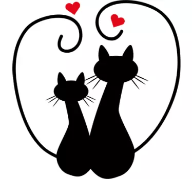 Sticker amour chats coeur - TenStickers