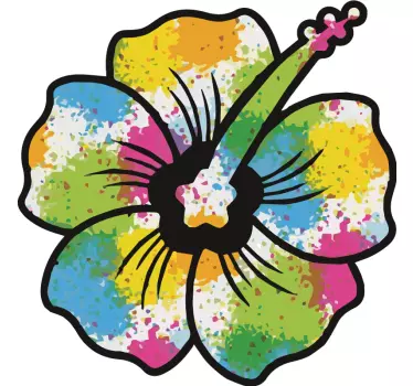 Sticker fleur fleur d'hibiscus colorée - TenStickers