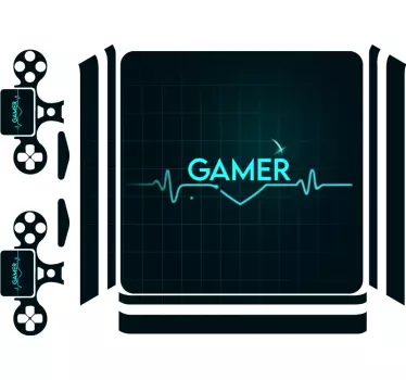 Sticker ps4 battement de cœur de gamer - TenStickers