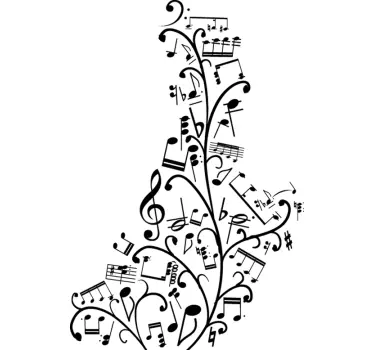 Sticker musique notes style floral - TenStickers