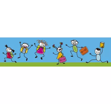 Frise murale adhésive enfant en route pour l'école - TenStickers