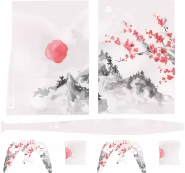 Sticker PS5 paysage de style japonais - TenStickers
