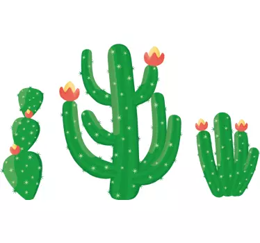 Sticker fleurs et plantes composition de cactus vibrant - TenStickers