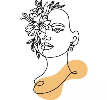 Sticker Mural Fleur Lignes de tête de femme fleur - TenStickers