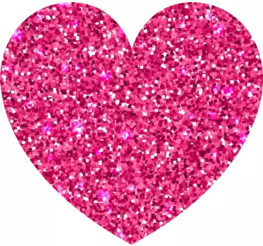 Sticker mural chambre coeur rose avec paillettes - TenStickers