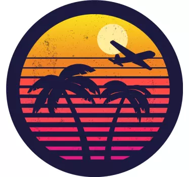 Sticker camping car palmiers rétro orange - TenStickers