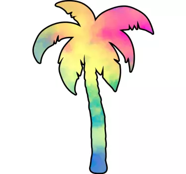Sticker nature silhouette de palmier colorée - TenStickers