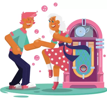 Autocollant Urbain Danseurs de jukebox colorés des années 70 - TenStickers