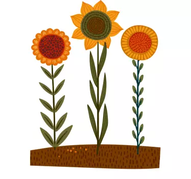 Sticker fleur trio floral rayonnant - TenStickers