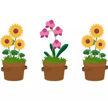 Sticker fleurs et plantes arrangement floral en pot - TenStickers