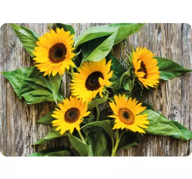 Sticker PC Tournesols avec des planches de bois - TenStickers