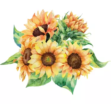 Sticker fleur bouquet de tournesols en fleurs - TenStickers