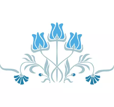 Sticker fleur motif floral bleu - TenStickers