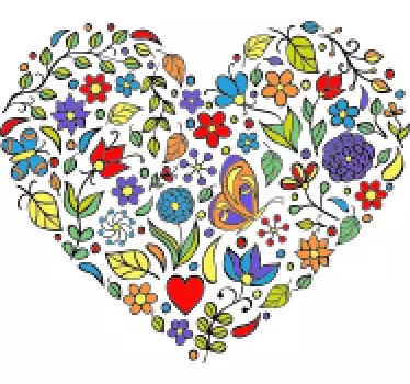 Sticker fleur cœur floral décoratif - TenStickers