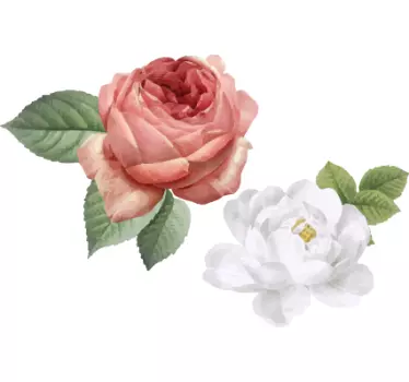 Sticker fleur pêches et blancs en fleur - TenStickers