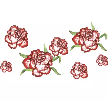 Sticker fleur roses dessinées en rouge - TenStickers