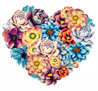 Sticker fleurs et plantes arrangement floral cœur - TenStickers