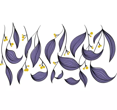 Sticker fleurs et plantes motif feuilles violettes - TenStickers
