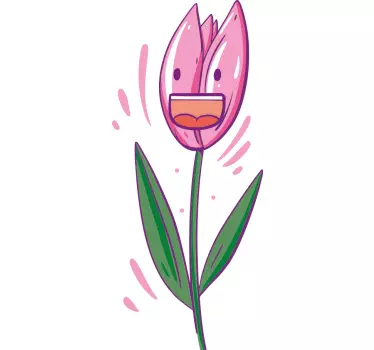 Sticker fleur design tulipe joyeuse - TenStickers
