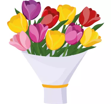 Sticker fleur bouquet de tulipes - TenStickers