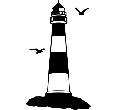 Sticker monde phare avec oiseaux - TenStickers