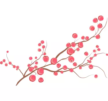 Sticker de Porte Baies de sorbier branches bâtonnets secs - TenStickers