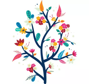 Sticker fleurs et plantes arbre floral coloré - TenStickers