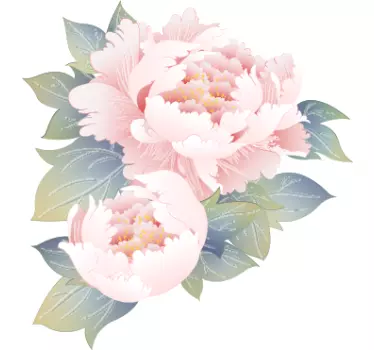 Sticker fleur composition de fleurs de pivoine - TenStickers