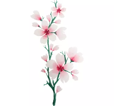 Sticker porte motif fleurs blanches - TenStickers