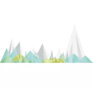 Sticker nature paysage de montagne géométrique - TenStickers