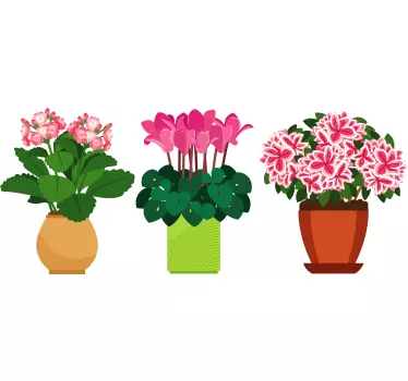 Sticker Mural Fleur Plusieurs fleurs dans des seaux - TenStickers