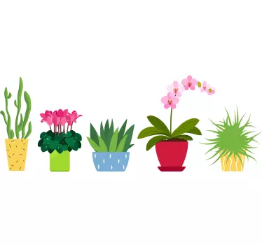 Sticker fleur fleurs en pot colorées - TenStickers