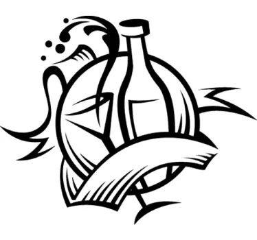 Sticker cuisine bouteille de vin - TenStickers