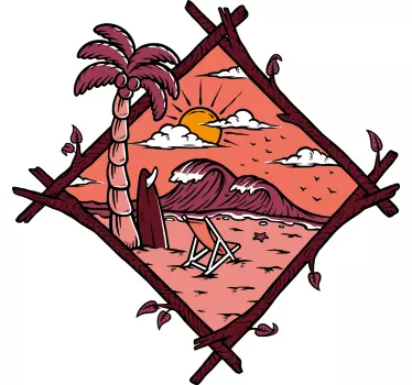 Sticker nature scène de plage tropicale - TenStickers