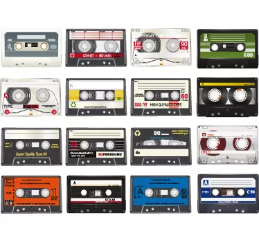 Sticker musique vintage collection cassettes - TenStickers
