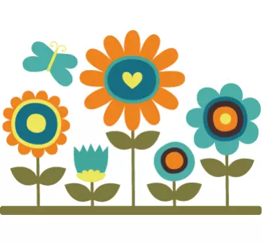 Sticker fleur enfant jardin papillon - TenStickers
