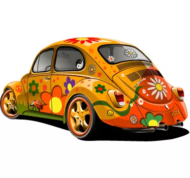 Sticker mural salon vintage voiture hippie - TenStickers