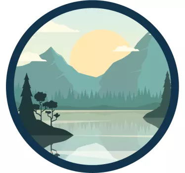 Sticker nature reflet serein des montagnes - TenStickers