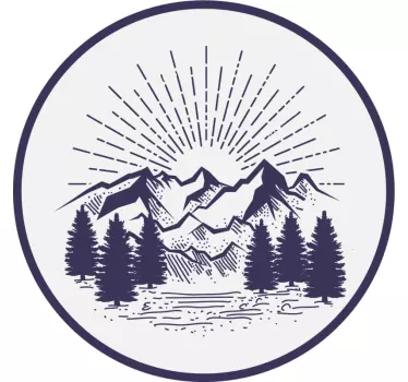 Sticker nature paysage de montagne en cercle - TenStickers